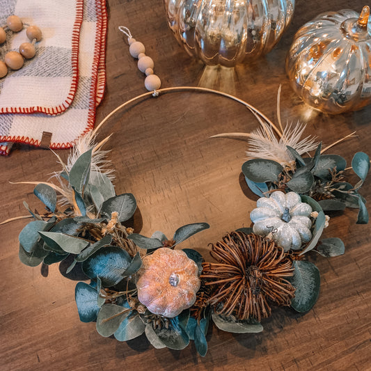 DIY Fall Metal Hoop Wreath
