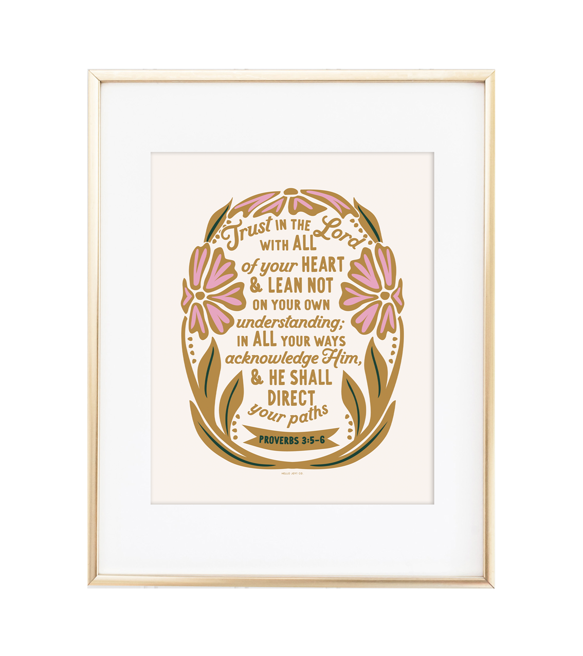 Trust in the Lord with All Your Heart - Proverbs 3:5-6 Gold - Instant Download