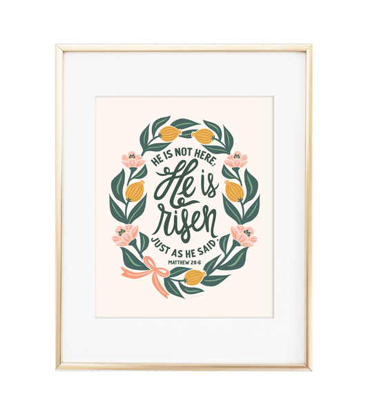 "He is Risen" - Matthew 28:6 Peach - Instant Download