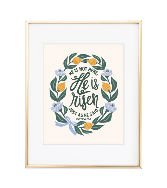 "He is Risen" - Matthew 28:6 Periwinkle - Instant Download