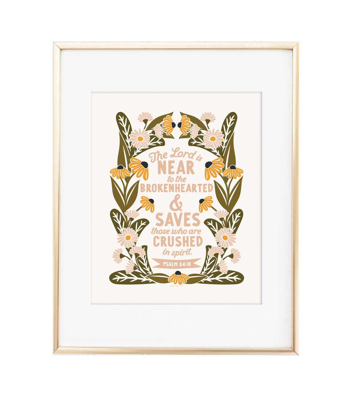 "The Lord is near the brokenhearted" - PSALM 34:18 White - Instant Download