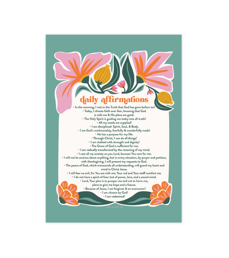 Daily Affirmations 5x7 - Instant Download