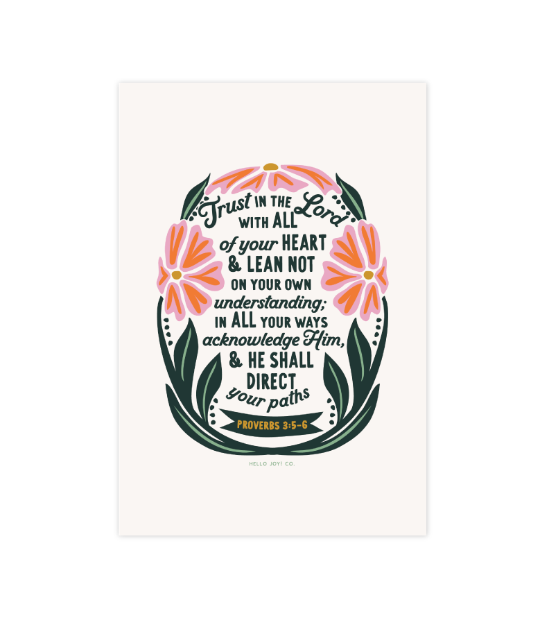 Trust in the Lord with All Your Heart - Proverbs 3:5-6 - 4x6 - Instant Download