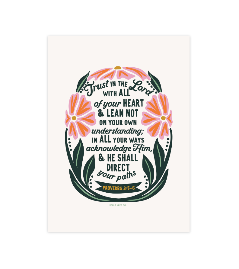 Trust in the Lord with All Your Heart - Proverbs 3:5-6 - 5x7 - Instant Download