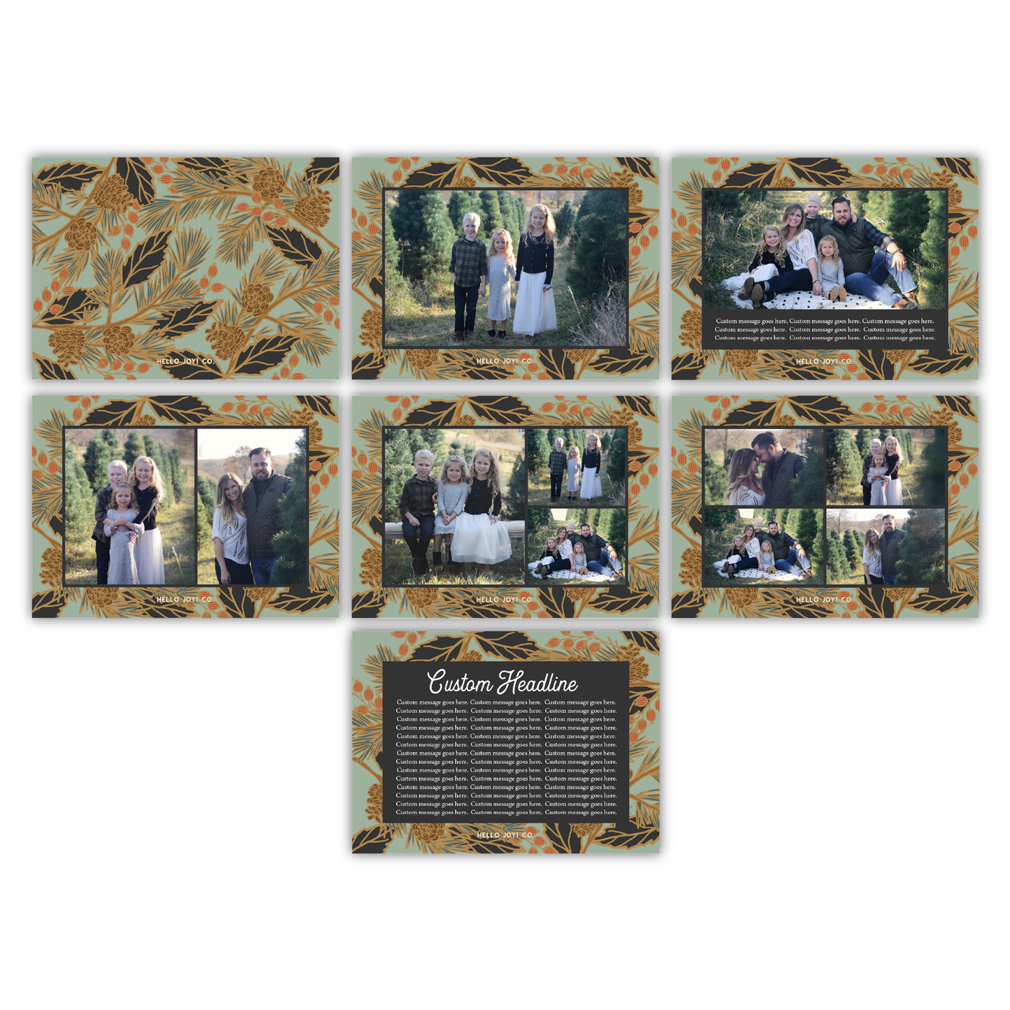 Holiday Pine Greeting Card Printable - Eucalyptus