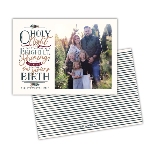 O Holy Night Greeting Card Printable - Cream