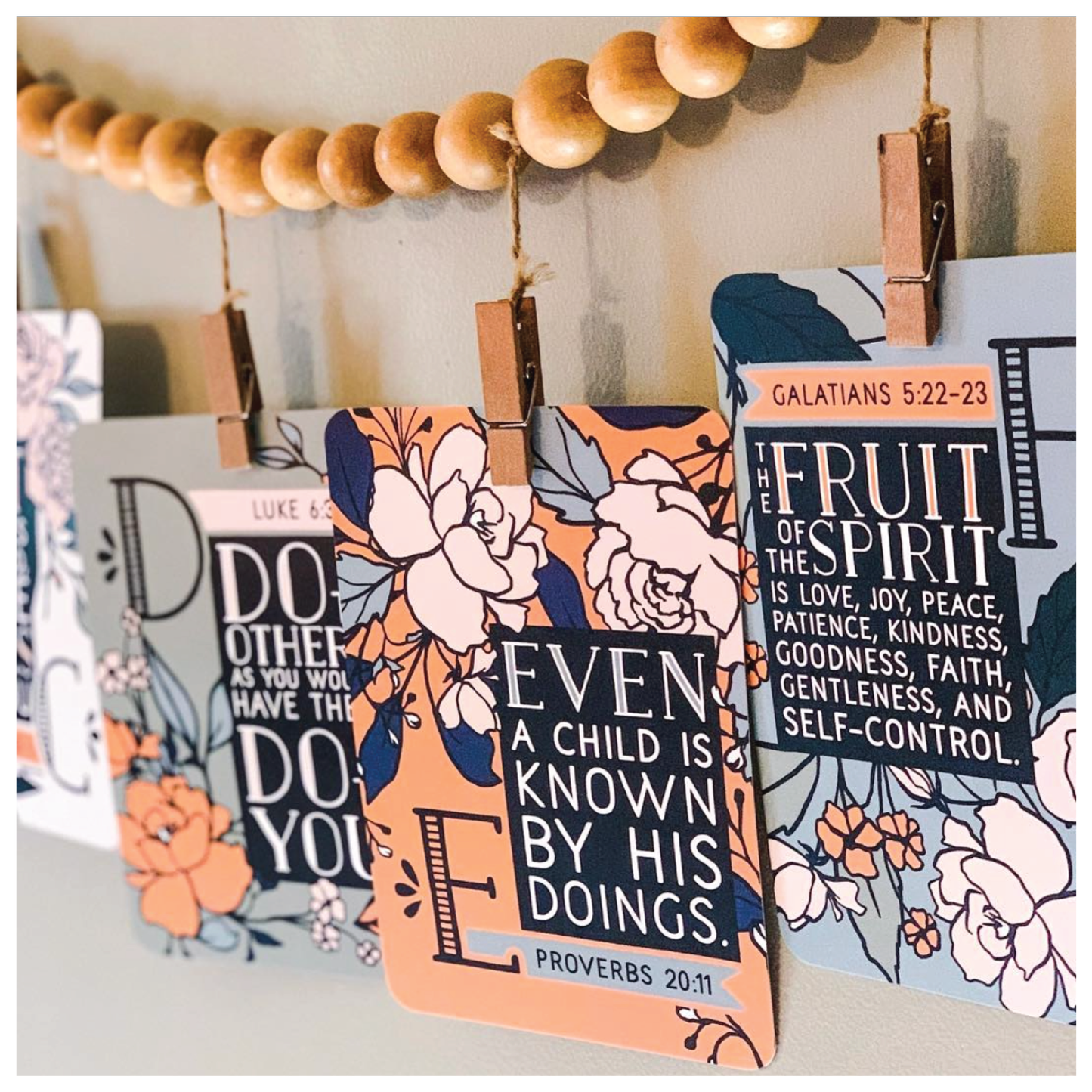 ABC Floral Scripture Wall Cards (5x7)
