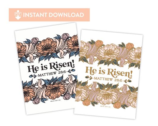 He is Risen Matthew 28:6 - 5x7 - Instant Download