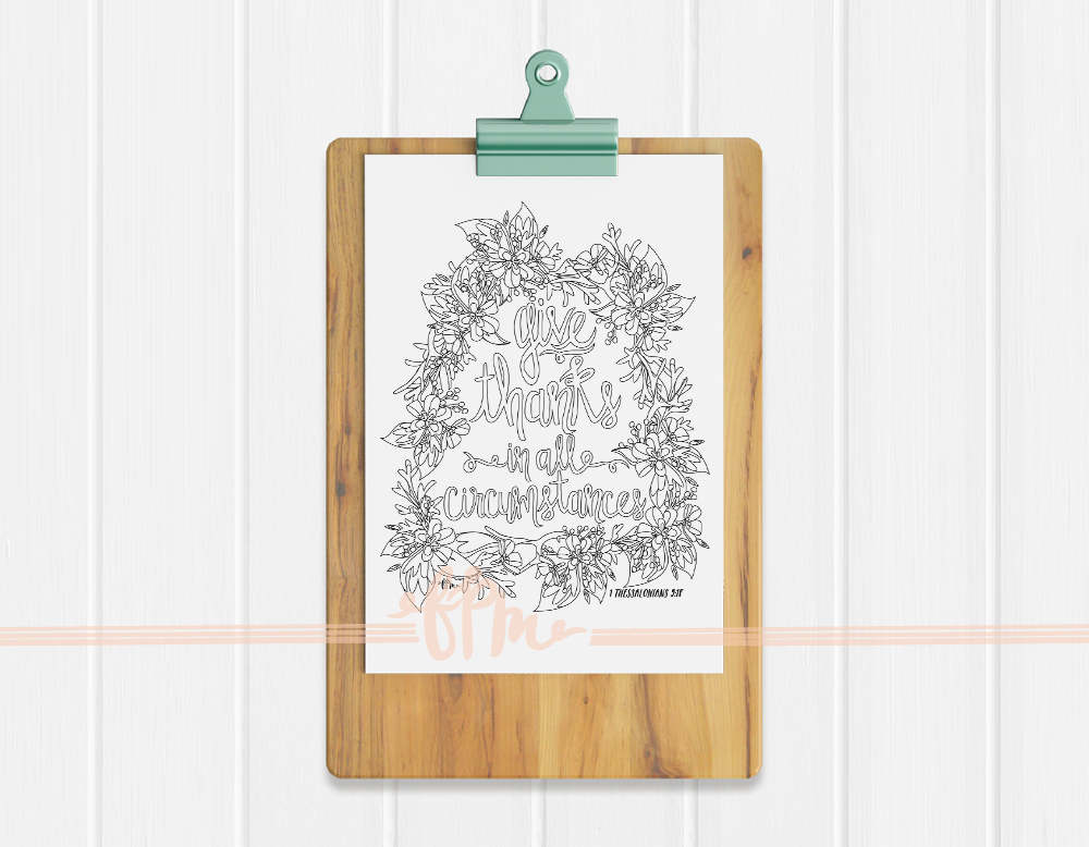 Instant Download - 1 Thessalonians 5:18 Coloring Page