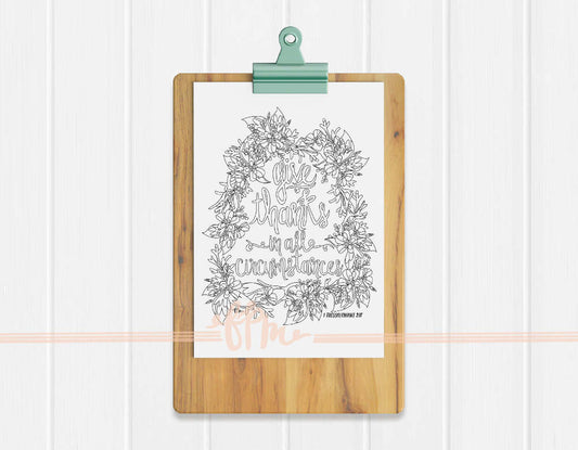 Instant Download - 1 Thessalonians 5:18 Coloring Page