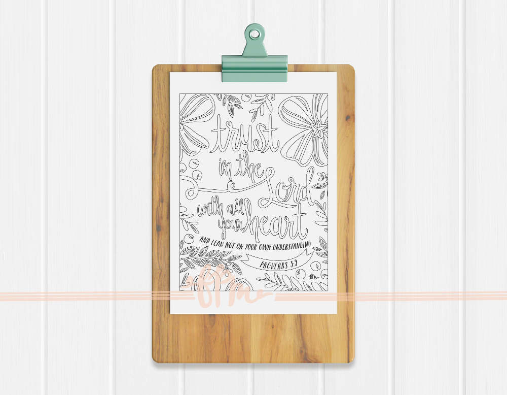 Instant Download - Proverbs 3:5 Coloring Page