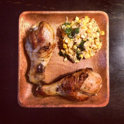 Baked Chicken Legs & Mexican Street Corn