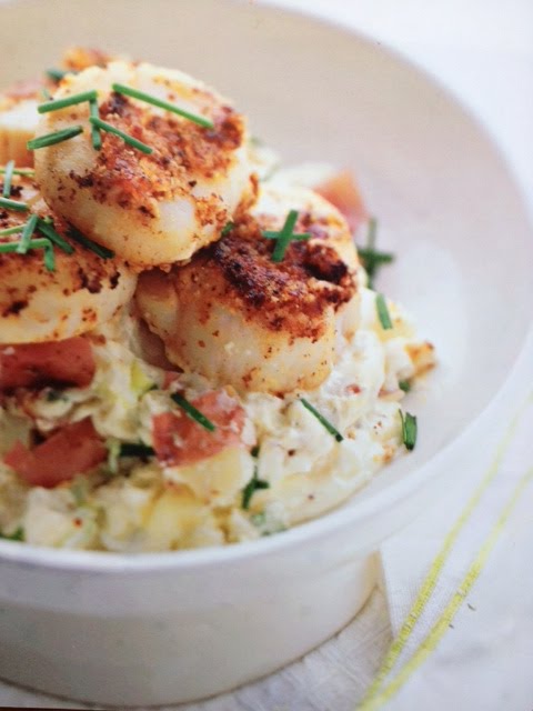 Seared Scallops with Bacon & Whole-Grain Mustard Rub & Crème Fraîche-Mashed Potatoes