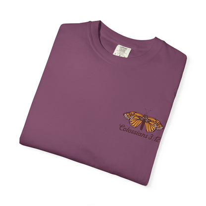 Scripture Butterfly T-Shirt — Colossians 3:12 Inspirational Floral Tee