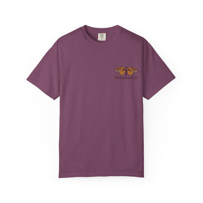 Scripture Butterfly T-Shirt — Colossians 3:12 Inspirational Floral Tee