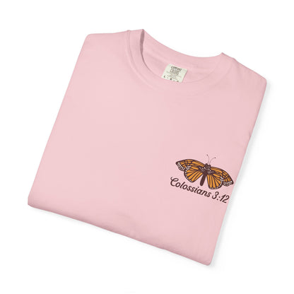 Scripture Butterfly T-Shirt — Colossians 3:12 Inspirational Floral Tee