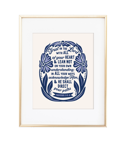Trust in the Lord with All Your Heart - Proverbs 3:5-6 Blue - Instant Download