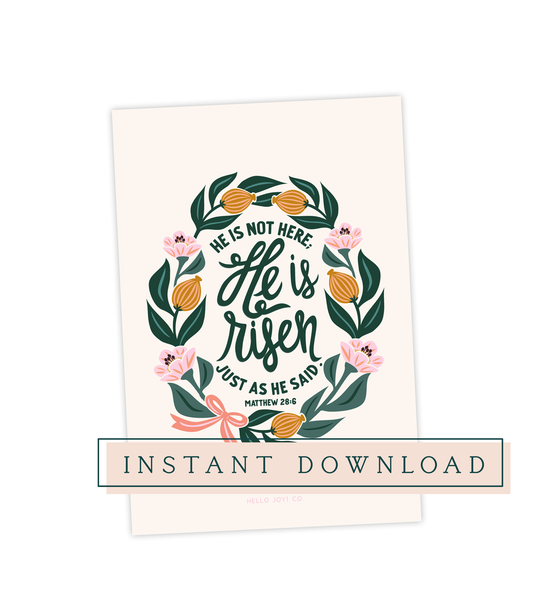 Matthew 28:6 4x6 - Instant Download