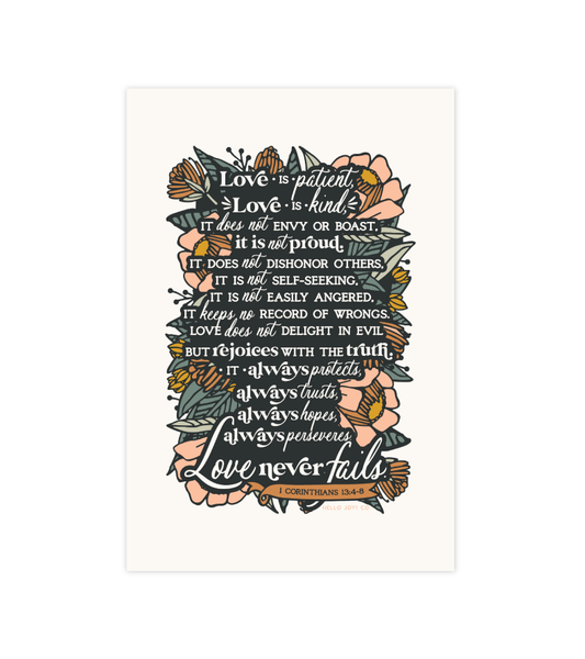 1 Corinthians 13:4-8 - 4x6 - Instant Download