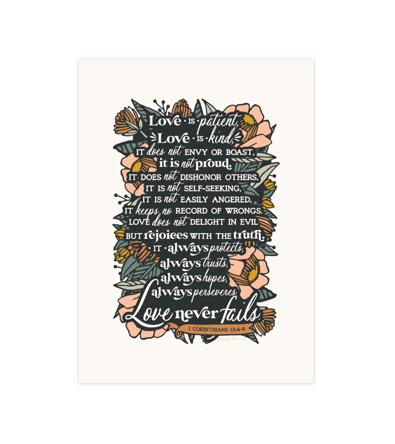1 Corinthians 13:4-8 - 5x7 - Instant Download