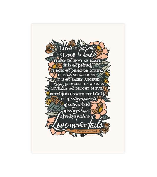 1 Corinthians 13:4-8 - 5x7 - Instant Download