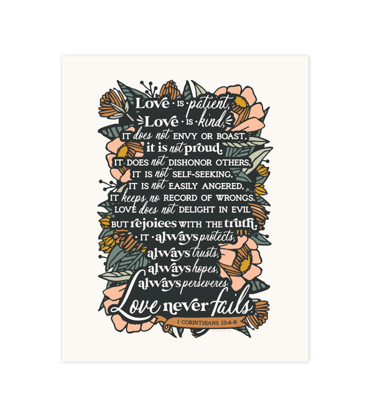 1 Corinthians 13:4-8 - 8x10 - Instant Download