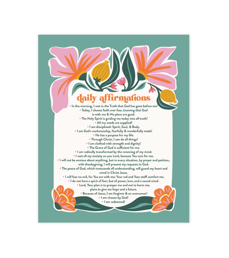 Daily Affirmations - 8x10 - Instant Download