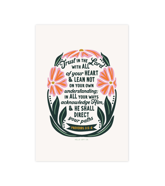 Trust in the Lord with All Your Heart - Proverbs 3:5-6 - 4x6 - Instant Download