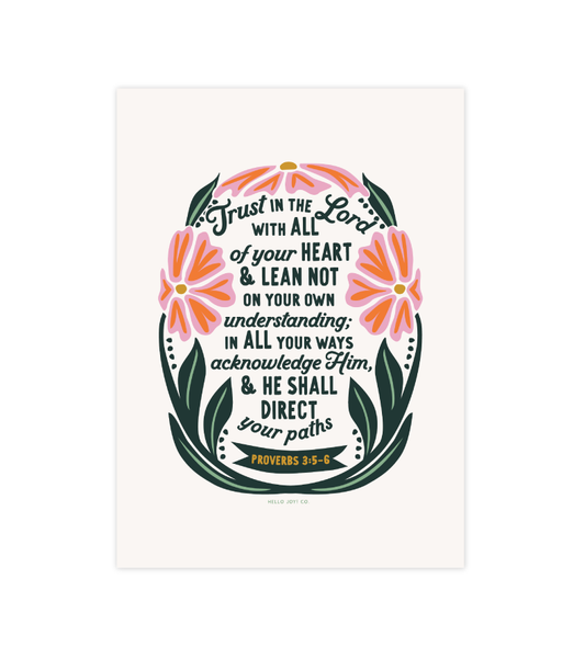 Trust in the Lord with All Your Heart - Proverbs 3:5-6 - 5x7 - Instant Download