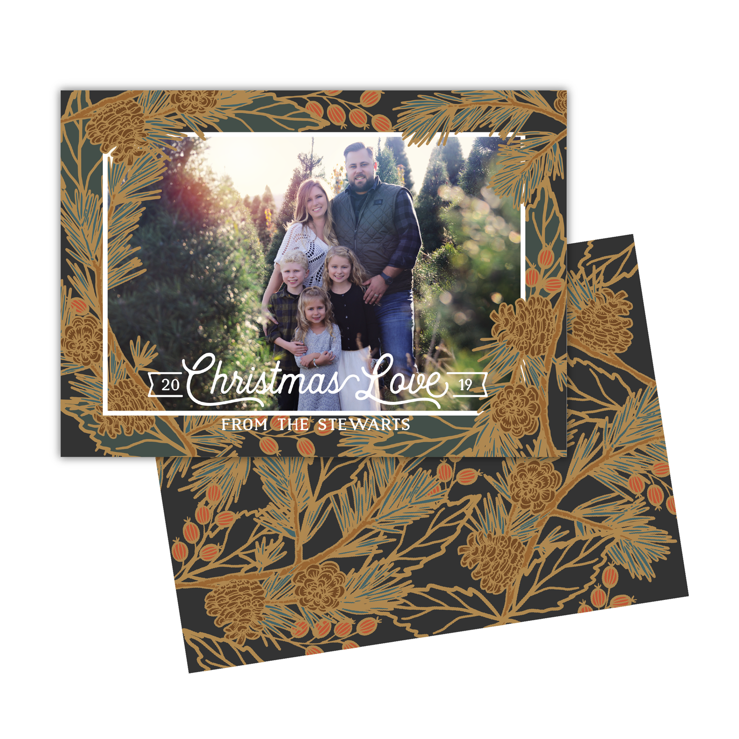 Holiday Pine Greeting Card Printable - Charcoal