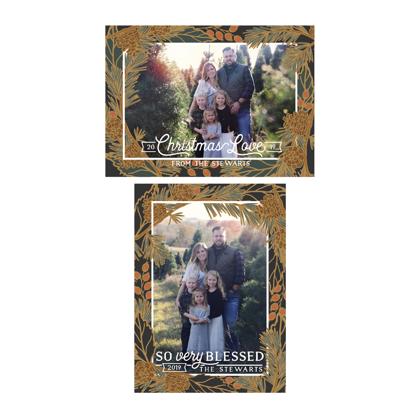 Holiday Pine Greeting Card Printable - Charcoal