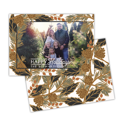 Holiday Pine Greeting Card Printable - White